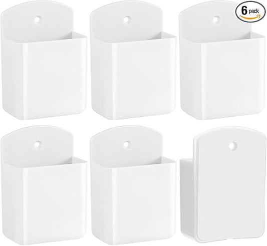 Leinuosen 6 Pcs Remote Control Holder Wall Mount Self Adhesive TV Controller Holder White TV Remote Organizer Wall Pen Organizer for Home Office School Storage Accessories
