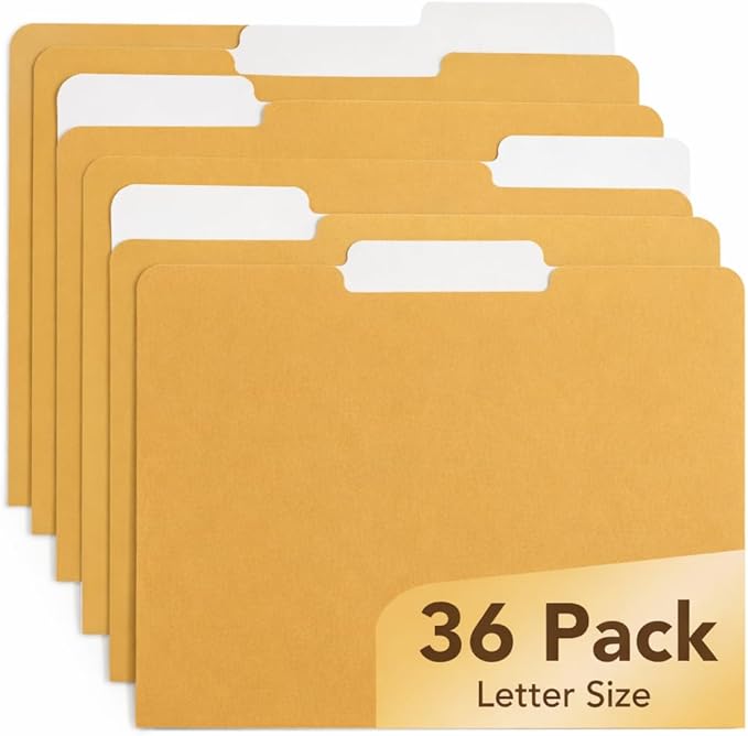 Mr. Pen- Poly File Folders with Tabs, 1/3 Cut Tab, 36 Pack, Letter Size, Golden Sand, Plastic File Folders Letter Size (8.5 x 11 inches) for Office, School, Business, Documents Files Paper
