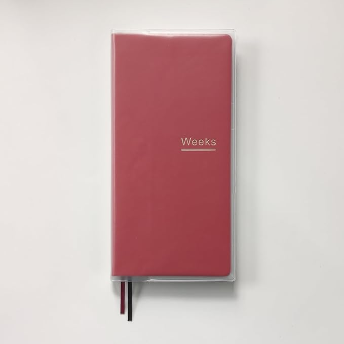 A6 Weekly Planner Undated Weeks Portable Size Organizer Appointment PU Leather Journal Pocket Notebook (Red with cover)
