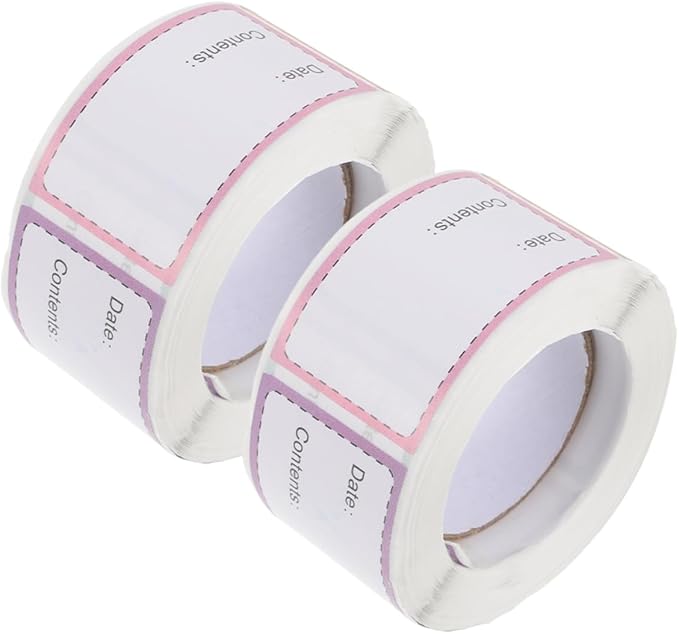 2 Rolls of Food Date Labels Stickers Removable for Freezer Storage Self-Adhesive for Jars Bottles Easy Peel Stick