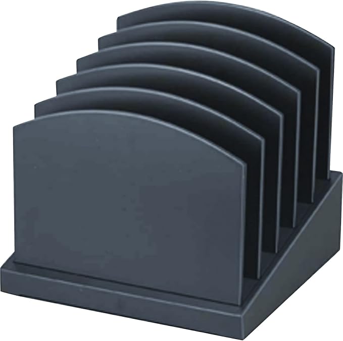 Victor Midnight Black Wood Incline File Sorter, 5 Compartments, 9.75" H x 9.75" W x 9.75" D