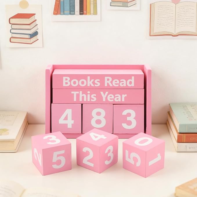 Books Read This Year Counter, Book Counter Sign Up to 999 Bookish Accessories, Books Read This Year Tracker for Reading Goal Display, Reading Challenge Gift for Readers(Color:Pink)