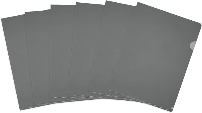 PATIKIL 6 Pack A4 Plastic Folders, Letter Size Clear Folders l Type Project Pockets Paper Document Jacket Sleeves Transparent for Documents Office File, 8.7x12.2, Dark Gray