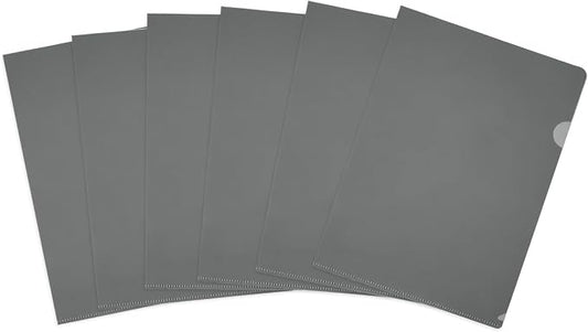 PATIKIL 6 Pack A4 Plastic Folders, Letter Size Clear Folders l Type Project Pockets Paper Document Jacket Sleeves Transparent for Documents Office File, 8.7x12.2, Dark Gray