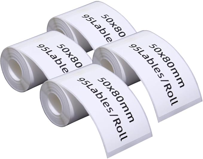 Thermal Stickers M110/120/220/221 Label Printer 4 Rolls White 50mm x 80mm Adhesive Labels for School Home (4, 50mmx80mm)