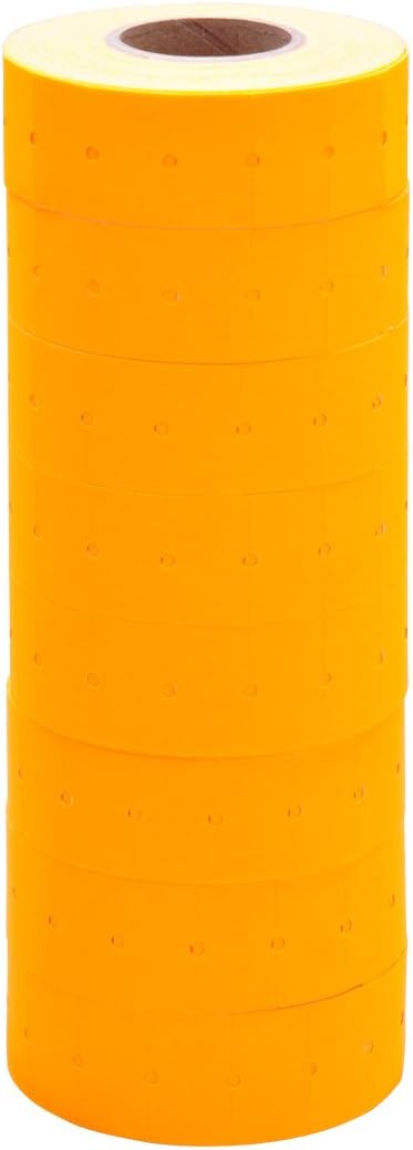 Fluorescent Orange Labels with No Tamper Proof Slits to fit Towa® GS Series/Halmark/Century Price Guns 16 Pack (Free Ink roll Included)
