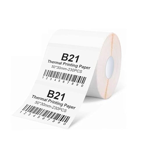 Label Maker Tape Compatible for NIIMBOT B21/B1/B3S, Barcode Address Label Printer Paper Waterproof Anti-Oil Scratch-Resistant Sticker White 1.97"x1.18"(50 * 30mm) 230 Labels