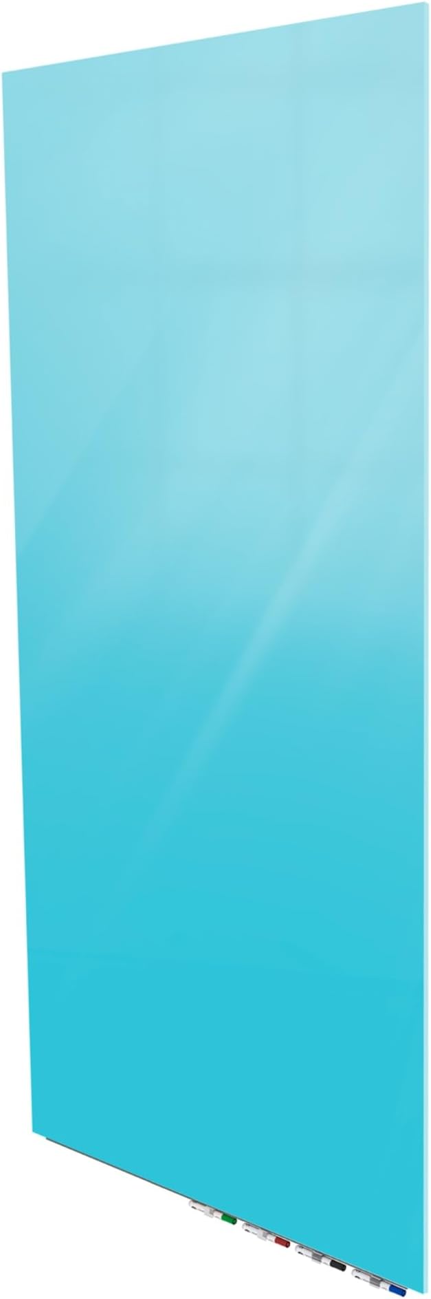 Aria 3'H x 2'W Magnetic Low Profile 1/4" Glass Whiteboard - Vertical Blue - 4 Rare Earth Magnets, 4 Markers and Eraser