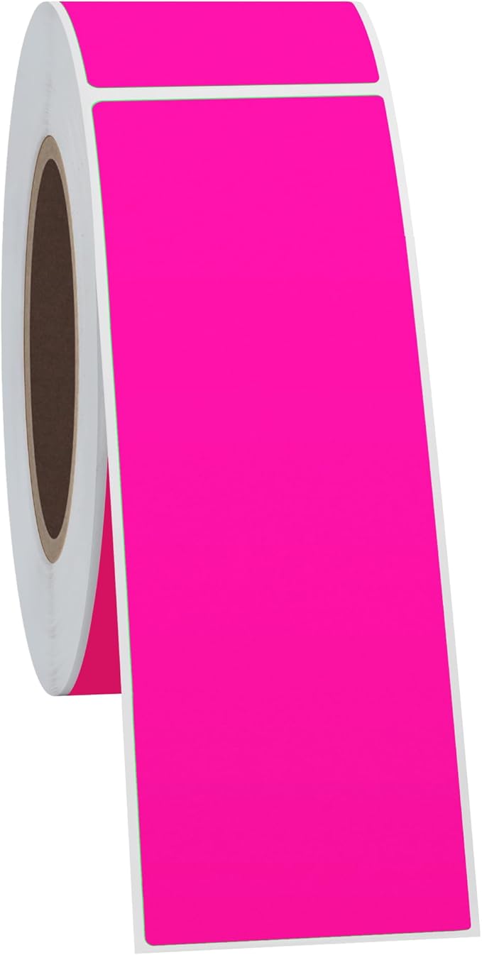 Hybsk 1x3 Inch Color-Code Labels Fluorescent Pink Sticker Rectangle 500 Labels Per Roll (Fluorescent Pink)