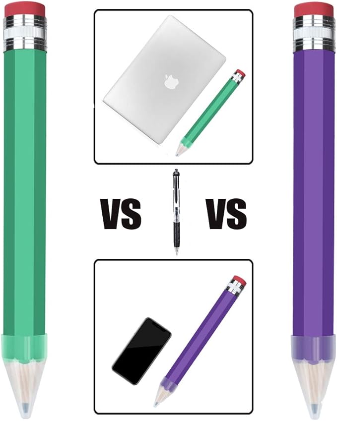 BUSHIBU Giant Pencil, 14 Inch Big Jumbo Pencils, Funny Oversized Huge Comically Large Pencil with Cap for Prop/Gifts/Decor(Green)
