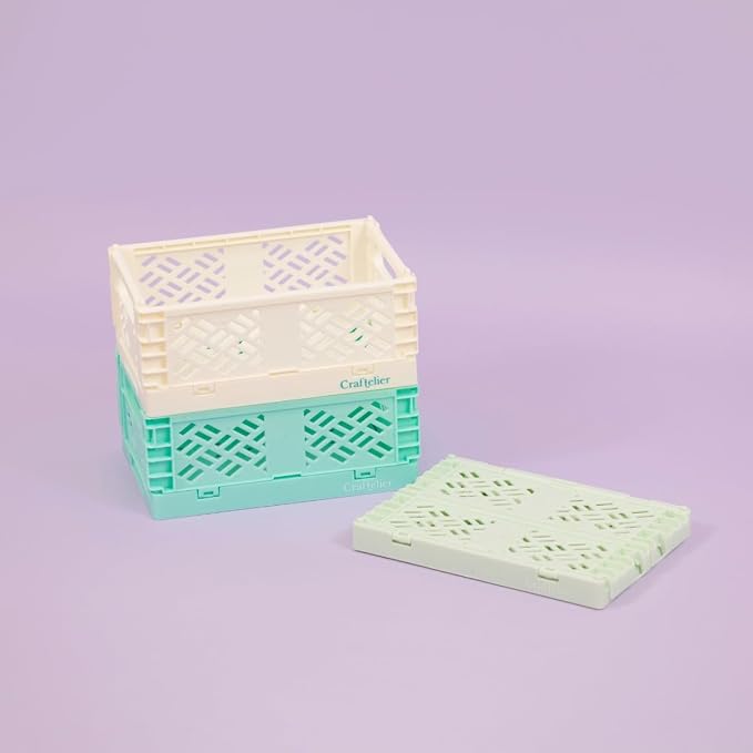 Craftelier - Box for Organisation and Storage of Craft Materials | Foldable and Stackable Design | Small Size - Open Box Measures 13,5 x 9,5 x 9,5 x 5,5 cm - Colour White