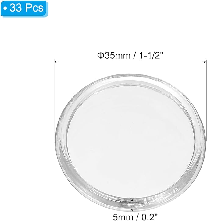 PATIKIL 35mm 1-1/2" Clear Plastic Round Book Binding Discs, 33 Pcs Discbound Expansion Discs Plating Round Binder Rings for DIY Notebook Planner