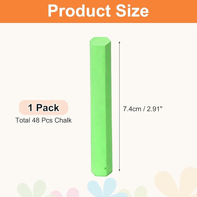 PATIKIL 48 PCS Chalkboard Chalk, Dustless Chalk Small Bulk Colored Thin for Chalkboard Blackboard Teacher Classroom Adults Indoor Home Office Supplies, Green