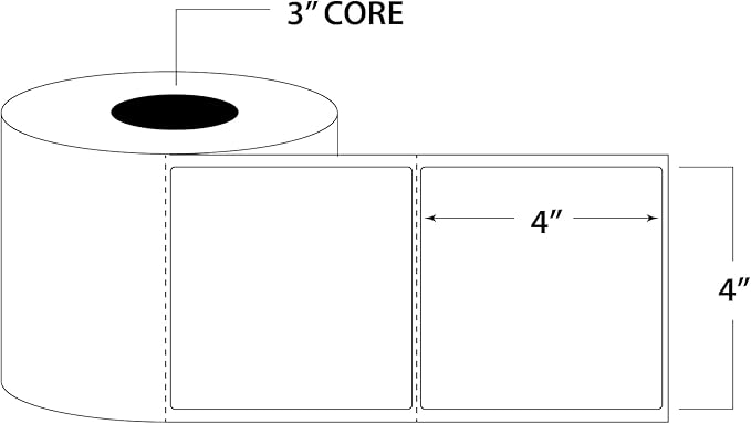 Blank Labels Thermal Transfer Shipping Labels, Matte White Printer Labels on 4" x 4" 1500 Labels Per Roll, 2 Rolls Made in the USA BPA Free