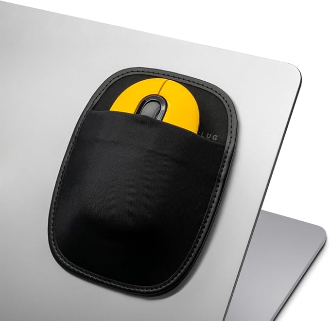 Stick-On Mouse Holder for Laptop, Adhesive Storage Pouch Compatible with Logitech Anywhere, Pebble & Pop, Magic Mouse 1 & 2, Black
