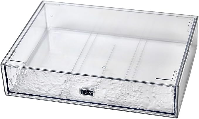 Desk Drawer Organizer, Stackable Plastic Storage Drawer, Grocery Organizer For Stationery/Office Supplies (New Clear, 1 Compartment))