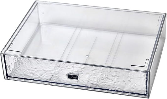 Desk Drawer Organizer, Stackable Plastic Storage Drawer, Grocery Organizer For Stationery/Office Supplies (New Clear, 1 Compartment))