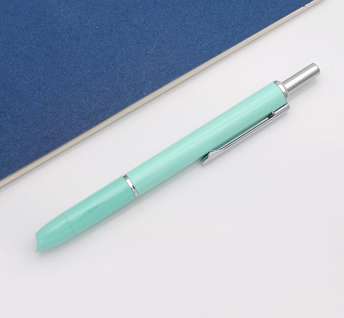 OASO K016 Retractable Fountain Pen Set 0.5mm with 4pcs Blue Ink Cartridges Smooth Writing for School Students (Seaweed Green)