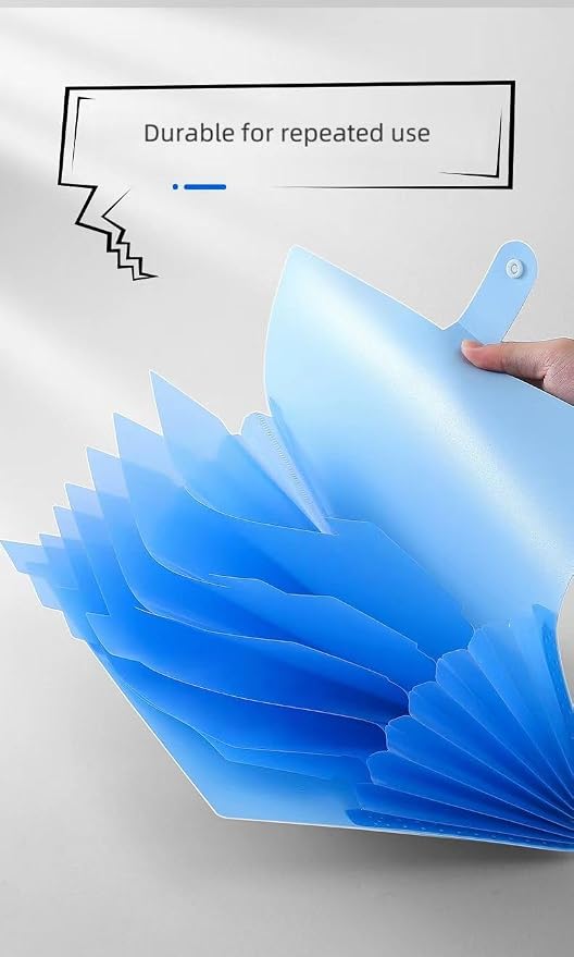 Blue Accordion File Folder 8 Pockets Expanding File Organize with Labels,A4 Letter Size Paper Document Receipt Organizer Accordion Filing Folder for Classroom,Home,Office