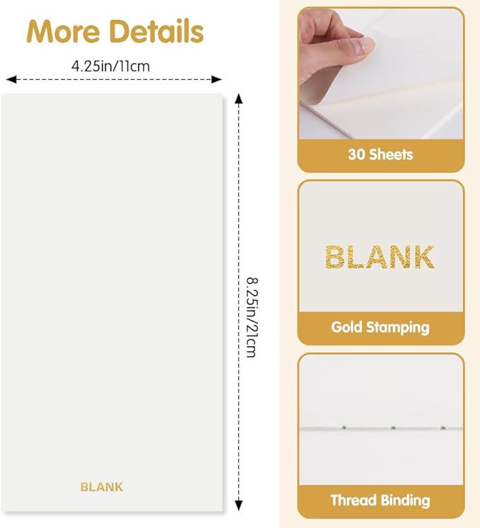 Pocket Planner Notebook, Blank Planner Refills, 30Sheets, 8.25x4.25inches Regular TN Journal Notebooks, Travelers Notebook Insert for Writing Pattern Diary Memo