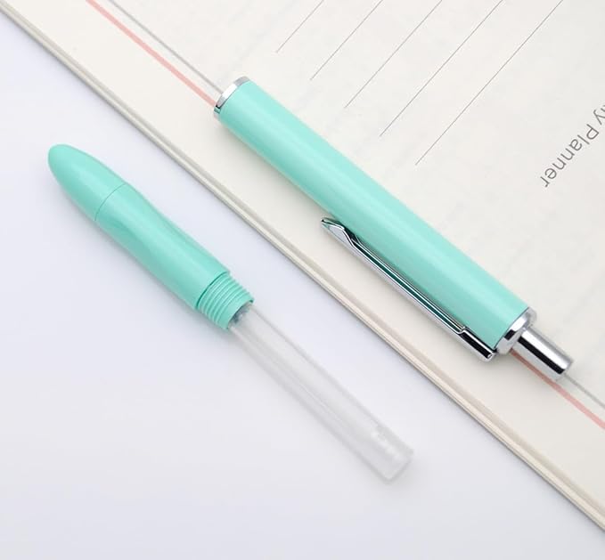 OASO K016 Retractable Fountain Pen Set 0.5mm with 4pcs Blue Ink Cartridges Smooth Writing for School Students (Seaweed Green)
