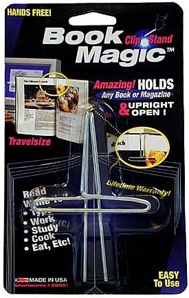 Book Magic Book Clip and Stand (Chrome), Portable, Metal Clip Holds Books Upright, for Reading, for Book Lovers, Made in USA