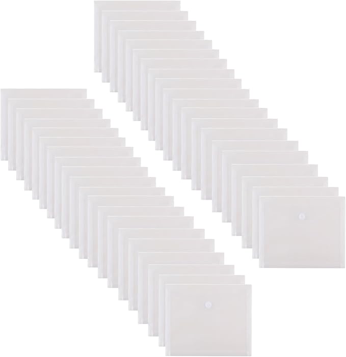 8.5 x 11 Letter Sized Clear Plastic Envelopes with Expanding Gusset Document File Storage Holder 40 Pack Hook Loop Closure