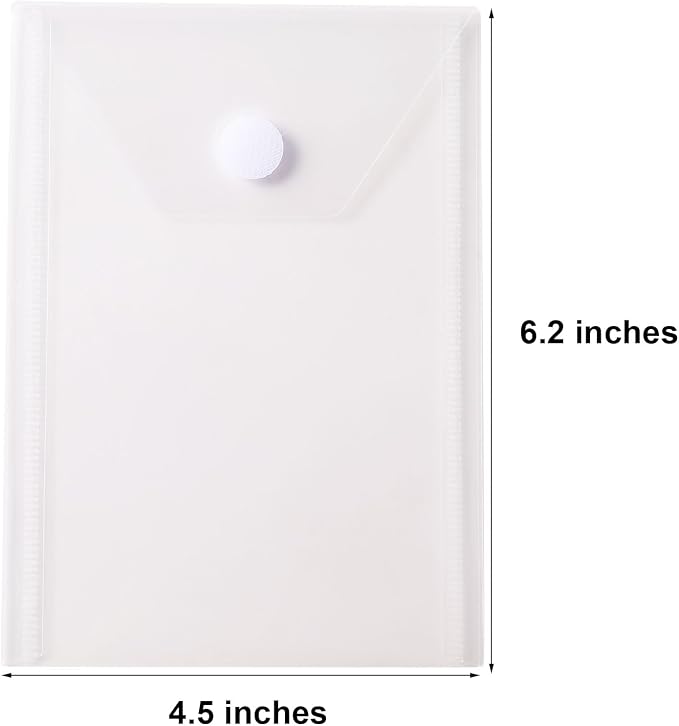 6''x4'' Vertical Plastic Envelopes Hook Loop Closure Coupon Receipt Storage Holder 10 Pack