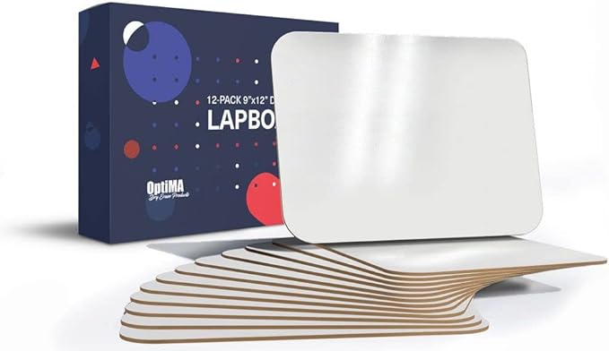 60-Pack Dry Erase Lapboards 9" x 12" x 1/8" Thick UV Coated Whiteboard, Safe Bull-Nosed Edges and Durable Dry Erase Surface, Perfect for Students and Teachers Alike, Long-Lasting, No Ghosting