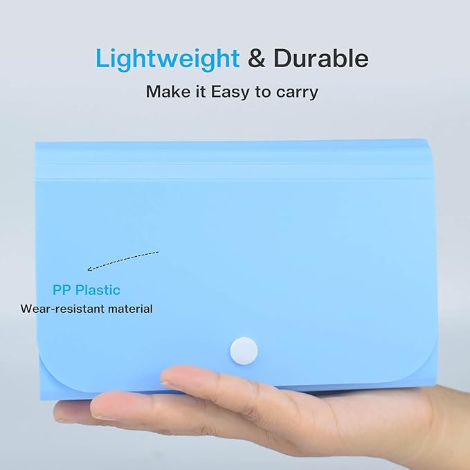 Accordian File Organizer, Coupon Organizer, Folder Organizer Mini Organizer Wallet for Coupons, Receipts, Cash, Tax Item or Changes,7x4.5 in 13 Pockets with Tabs Check Case(Blue)