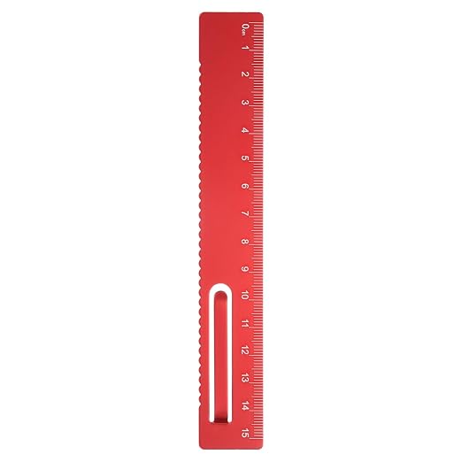 HARFINGTON Straight Ruler 15cm Metric Metal Aluminum Alloy Measuring Bookmark Clip Ruler Scale Tool for Measure Study Reading Classroom Office, Red