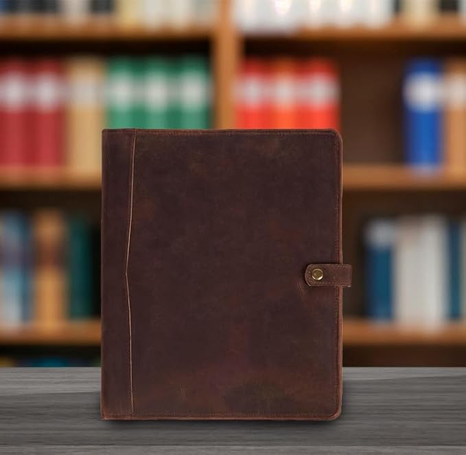 PIDAVLIYA'S Leather Portfolio, Leather Binder with Pen, Leather Portfolio for Men and Women, Leather Padfolio, Leather Folder, Portfolio Binder, Business Portfolio Men and Women (Brown)