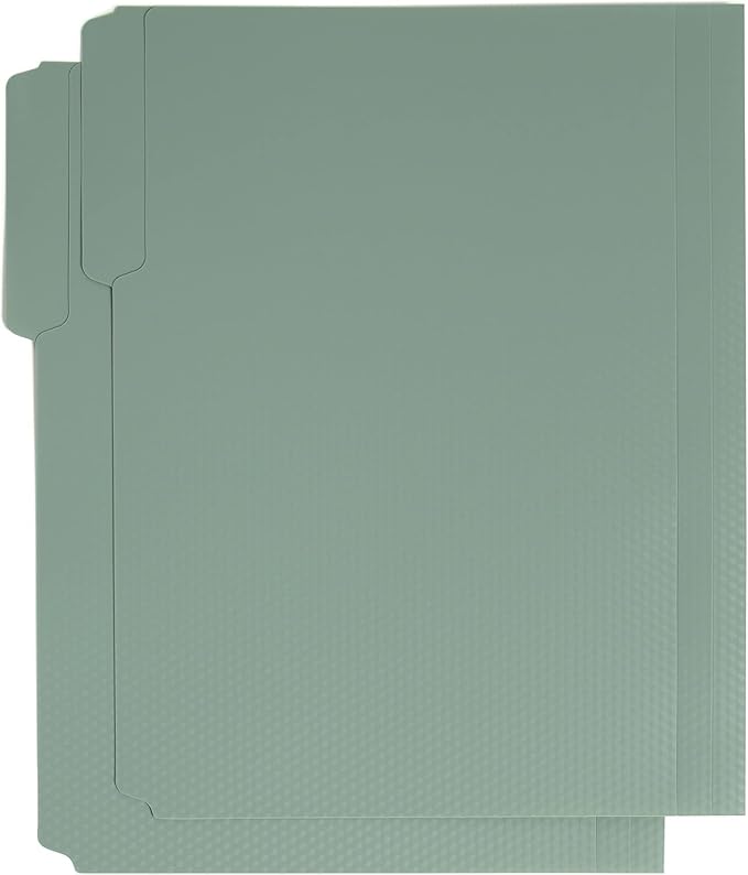 U Brands Modern Classic Fashion File Folders, 1/3-Cut, Letter Size, Assorted Colors, 24 Pack, Poly (Blue/Gray/Green)