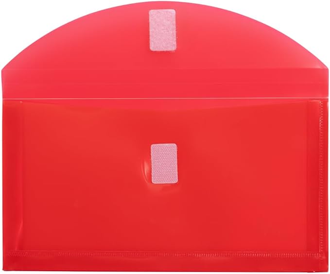 JAM PAPER Plastic Expansion Envelopes with Hook & Loop Closure - #10 Booklet Wallet - 5 1/4 x 10 with 1 Inch Expansion - Assorted Colors - 6/Pack