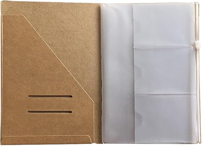 Kraft File Folder + Zipper Pouch & Card Sleeve Travel Accessories Kit for A5 Size Travelers Notebook, 5.5"x8.25"