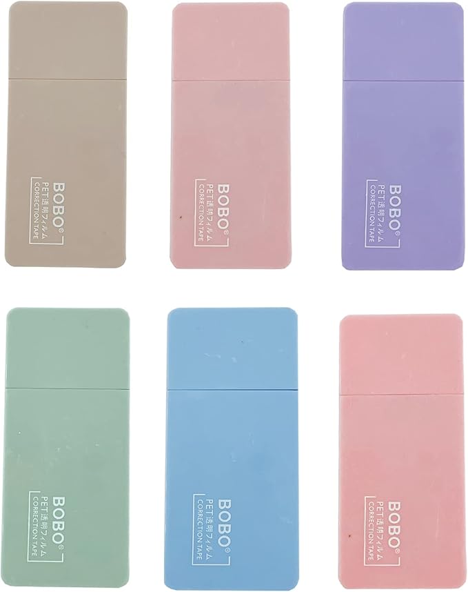 LOPURO White Out Correction Tape, 6Pcs Cute White Out Tape Pastel Color Correction Tape Eraser Easy to Use Applicator Instant Corrections for School Office Home Supplies (Cute)