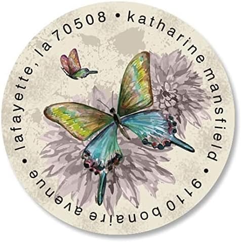 Colorful Images Vintage Butterfly Return Address Mailing Labels, Personalize with Name & Addresses, Set of 144 Self Adhesive, Easy Peel Flat Label Sheets, 1½” Across, 1 Design