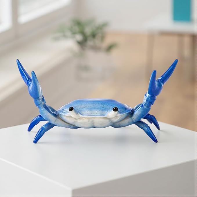 Crab Pen Holder Sturdy Desk Crab Pen Holder for Pencils Lipsticks Eyebrow Pencils Office Desk Accessories for Home Office School desk organizer Cute Multifunctional crab pencil holder Gift (Blue)