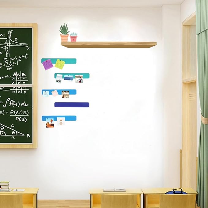 6Pcs Felt Bulletin Board Bar Strip 0.5 Inch Thick Self-Adhesive Pin Board Bar 13 Inch in Length with 35 Pushpins (3 Colors D)