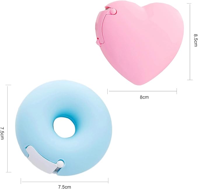 Pink Portable Candy Color Tape Dispenser Heart-Shaped Tape Dispenser Cute Roll Tape, Adhesives and Fasteners Tape Organizer Desk Home Office School Supply Tapes Office Tape Dispensers Office Supplies