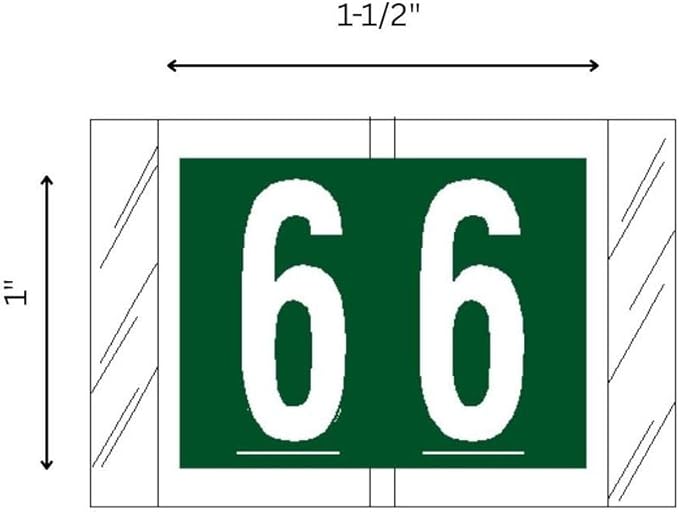 Tabbies Original COL'R'TAB 81000 Series Numeric Labels, Green, 6", 1" H x 1-1/2"W, Heavy Duty Paper & Fade-Resistant, Made in the USA, 100 Labels/Pack