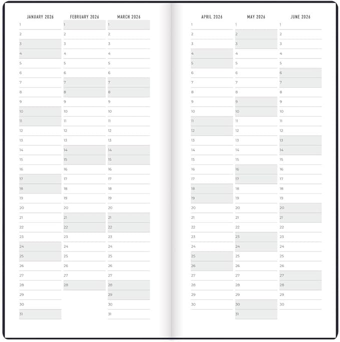 Letts of London® 2026 Woodland Weekly/Monthly Planner, 12 Months, January to December, Slim Pocket Size, 6.625" x 3.25", Sewn Binding, Embossed Cover, Multilingual, Navy (C082546-26)