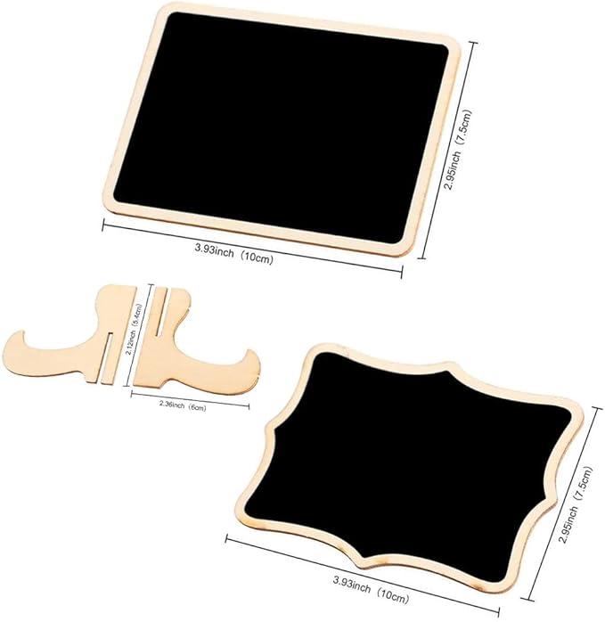 BOPART Mini Chalkboard Signs, 20 Pack Small Wooden Tabletop Chalkboard Sign with Support Easels for Weeding Table Numbers, Buffet Food Signs, Party Decoration (Rectangle & Fancy Polygon)