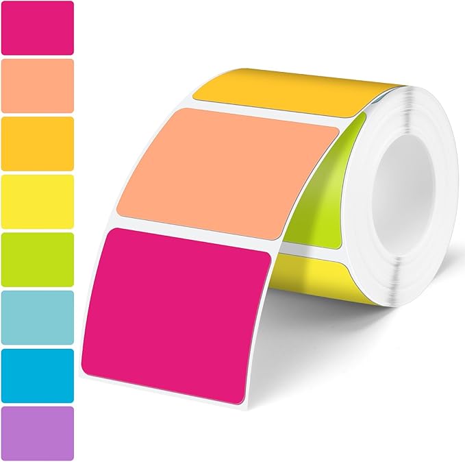 Ctosree 240 Pcs/ 1 Roll Square Thermal Sticker Labels Self Adhesive Direct Thermal Labels Multipurpose Printer Paper for DIY, Name Tag, 1.18 x 1.57 inches/ 30 x 40 mm(Vibrant Color)