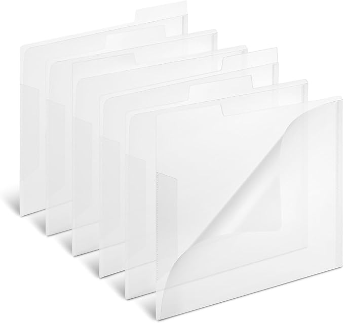 Staples Translucent Poly File Folders, Letter Size, Clear Durable Plastic, 6/Pack