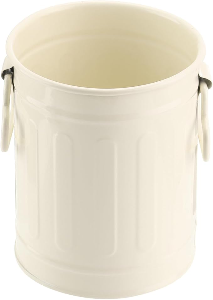 PATIKIL Barrel Pencil Holder, Metal Pen Holder for Desk Pencil Holders Cup Organizer with Handles Makeup Brush Holder Stationery Storage, White