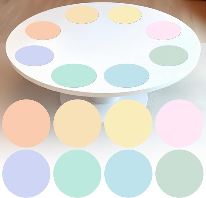gisgfim 24PCS Dry Erase Dots 12 Inch Whiteboard Marker Wall Decor Removeable Circle Sticker Spots Writing Spots Set for Classroom Table Teachers Students School Supplies (Pastel)