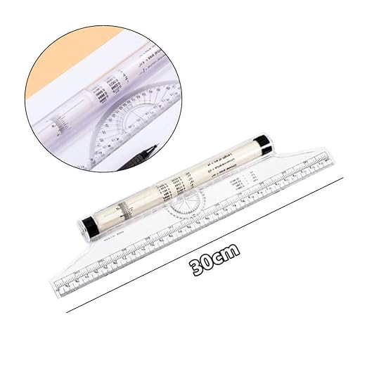 12 Inch Slide Ruler for Mathematics - 2 Pack Multifunctional Drawing & Rolling Ruler, Balancing Scale for Students, Artists, Architects, Engineers