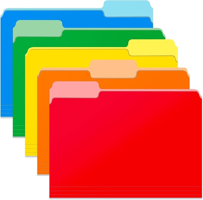 Two Tone Color File Folders 8.5 x 11 Inch, 1/3 Cut Tab File Folder Letter Size, Assorted Colors, Pastel Colors Manila File Folders, School Business Office Folders for Document Files Paper -45 Pack