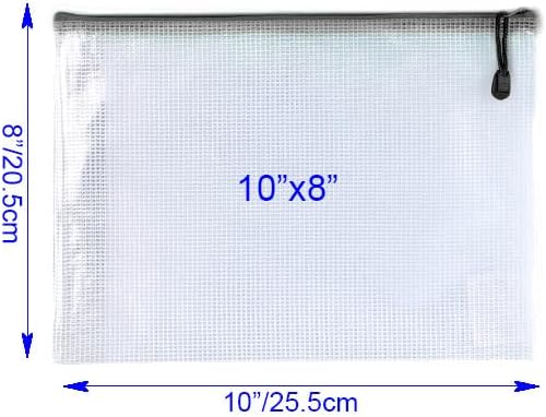 Niziting-11 x 14" inch 20 Pcs,Plastic Mesh Zipper Pouch Document Folders Bag Zipper Zip File Folders for Office Supplies, Travel,Organizing Storage (Black)